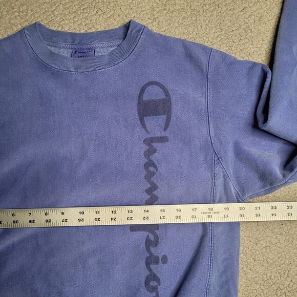 Champion Sweatshirt Mens Small Blue Reverse Weave Spell Out Logo Crewneck S2315 - Picture 4 of 6